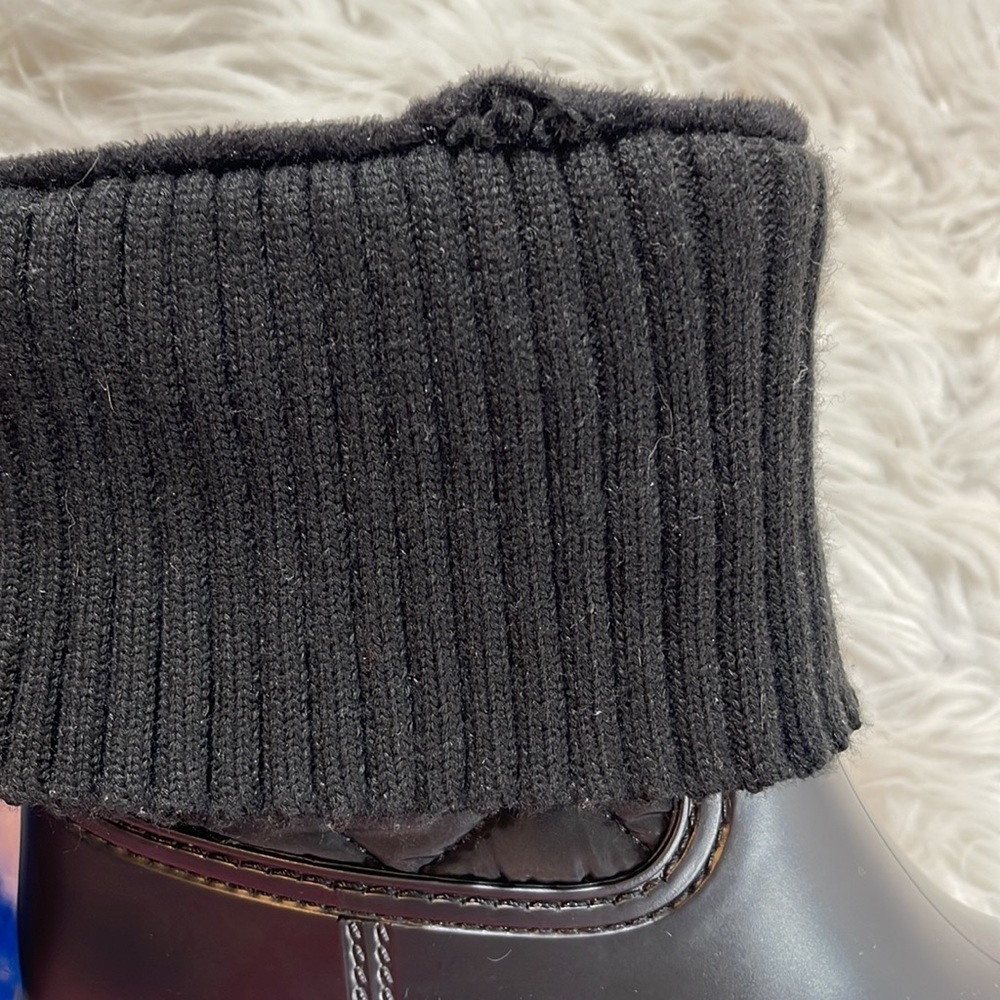 TOMMY HILFIGER TWSILVINA Rubber & Knit Cuff Lined Winter Black Rain Boots Size 9 - Picture 12 of 13